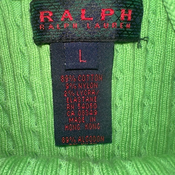 Vintage Y2K Ralph Lauren Green Halter Cable Knit Top Fitted Women’s Large - Picture 3 of 5
